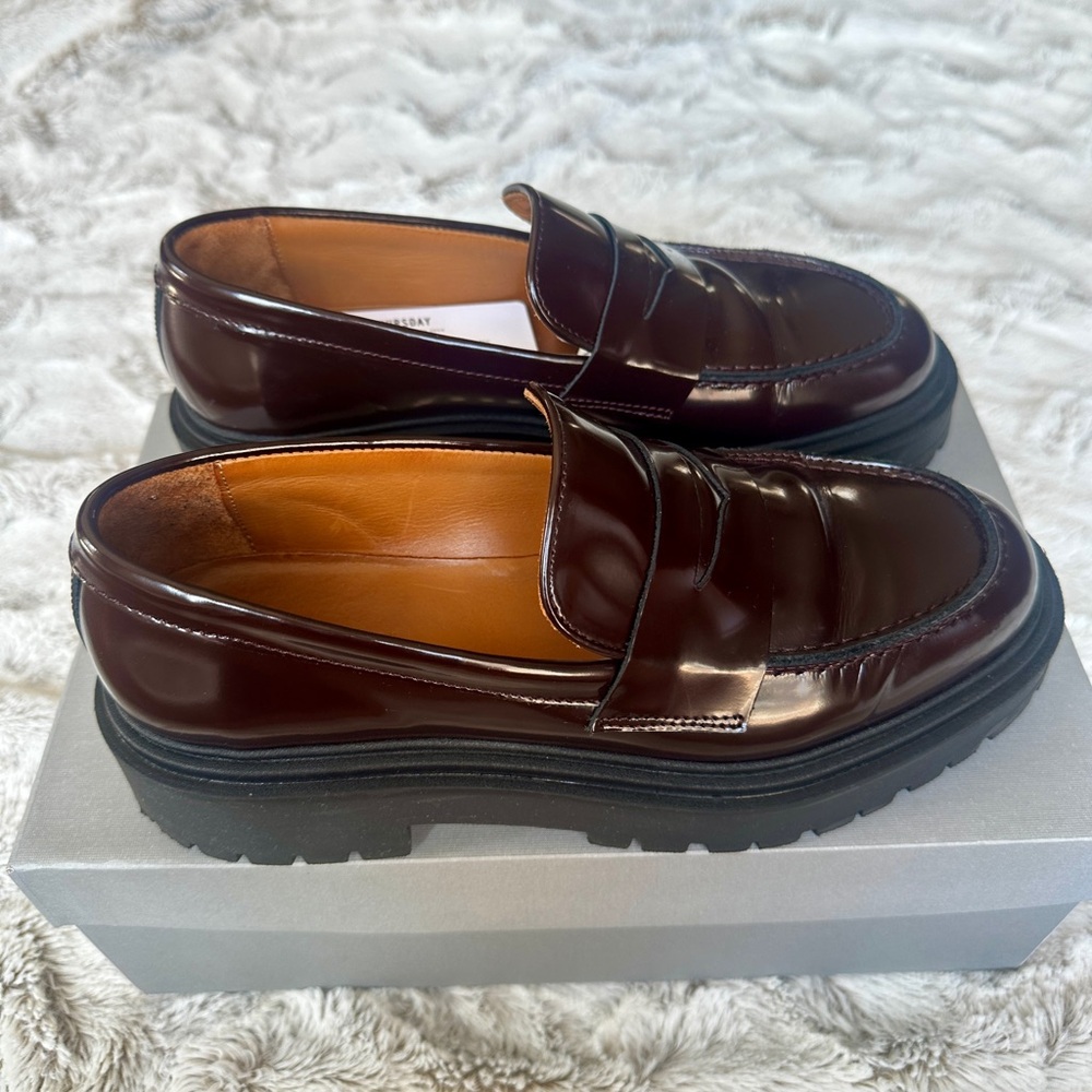 Thursday Boot Company Women’s Burgundy Penny Platform Loafer Size 9.5 - Picture 11 of 14